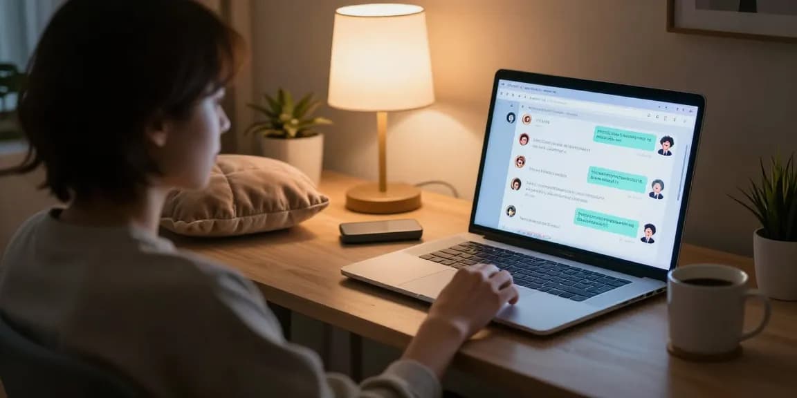 Engaging with an NSFW AI chat in a cozy home office, showcasing playful characters and creative atmosphere.