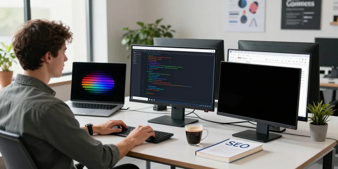 Software developer working on instant indexing solutions in a modern digital workspace.