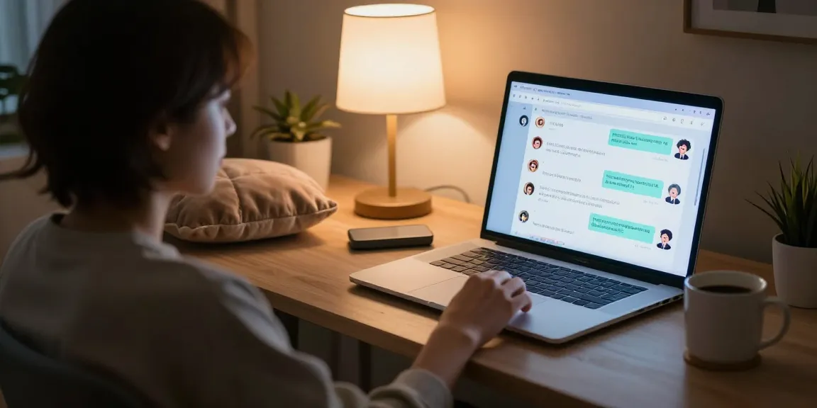 Engaging with an NSFW AI chat in a cozy home office, showcasing playful characters and creative atmosphere.