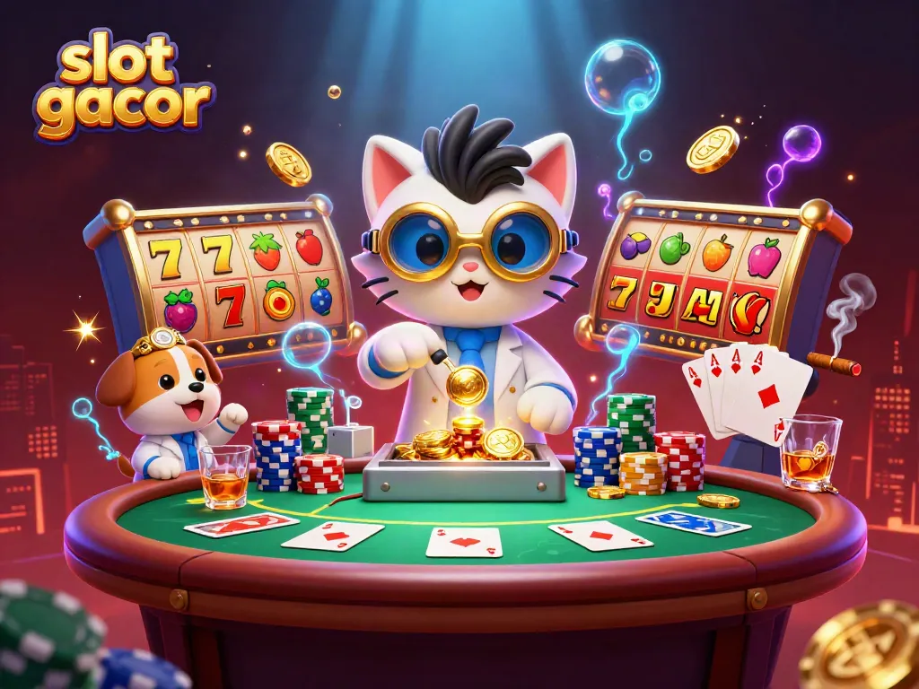 Experience the thrill of slot gacor with vibrant gaming elements in a captivating 3D illustration.