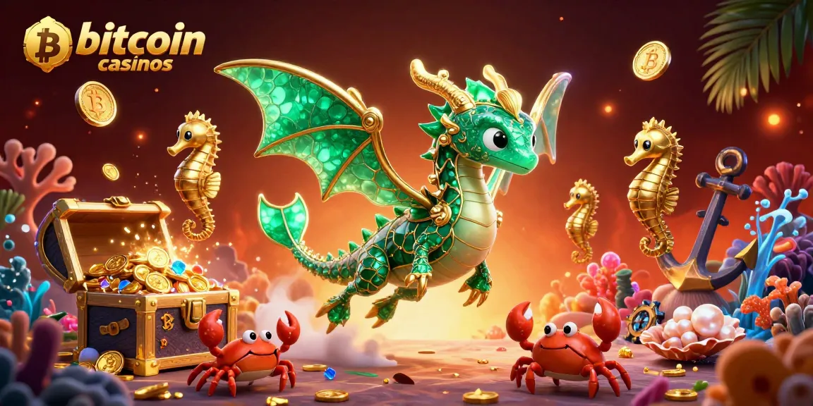 Play exciting games at bitcoin casinos featuring vibrant 3D fantasy elements and crypto coins.