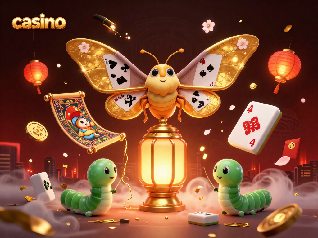 Engage with a vibrant casino scene featuring a majestic atlas moth and dynamic game elements.