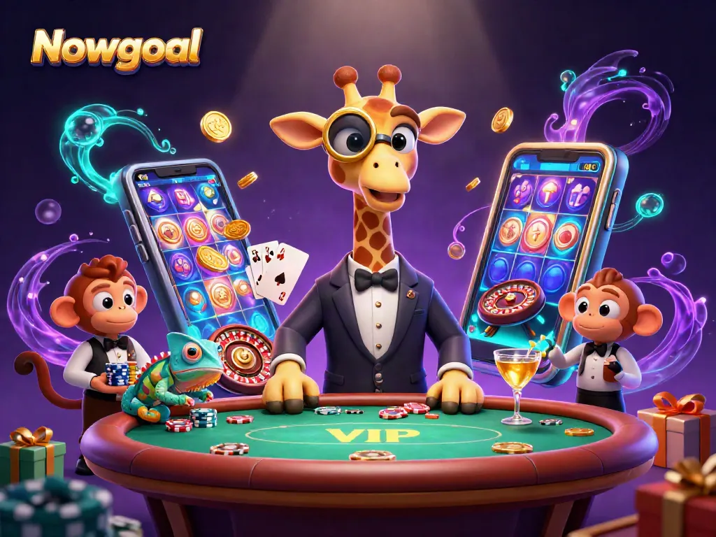 Experience thrilling moments with Nowgoal in this vibrant, animated casino illustration.