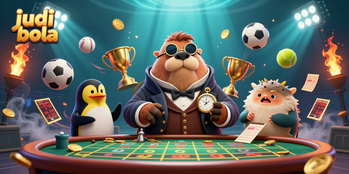 Place bets with judi bola at a lively underwater sports betting table featuring characters and dynamic elements.