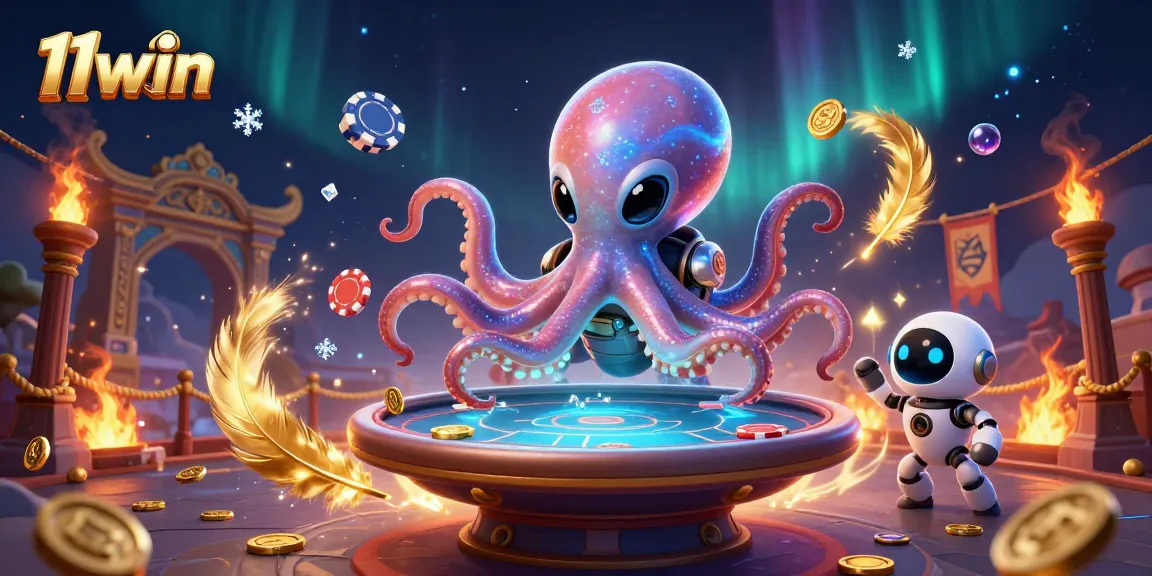 Poker gameplay highlight featuring 11win logo and colorful alien characters in a captivating casino scene.