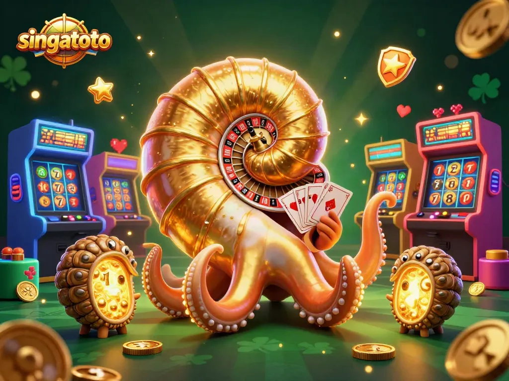 Experience exciting games at singatoto with a vibrant 3D casino illustration showcasing engaging slot elements.