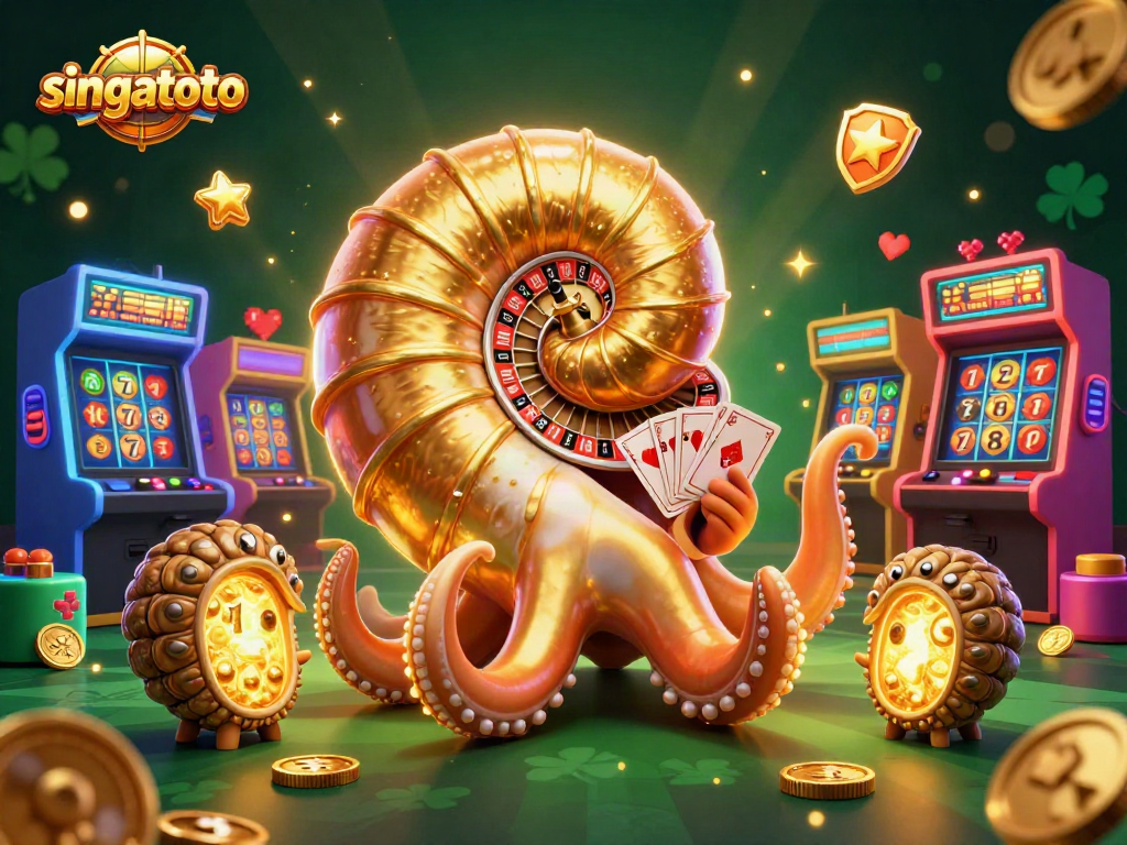 Experience exciting games at singatoto with a vibrant 3D casino illustration showcasing engaging slot elements.