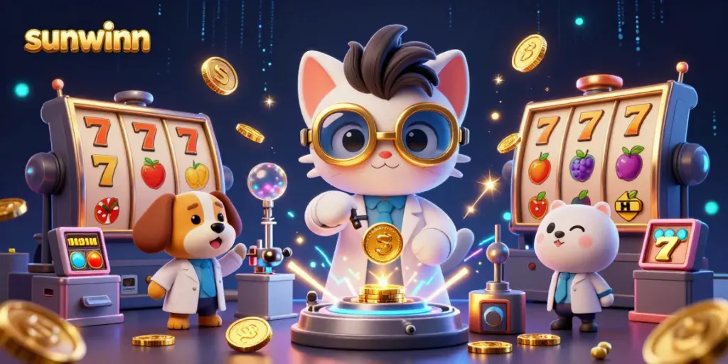 Engage in an exciting online gaming adventure with the sunwinn themed casino illustration featuring vibrant slot elements.