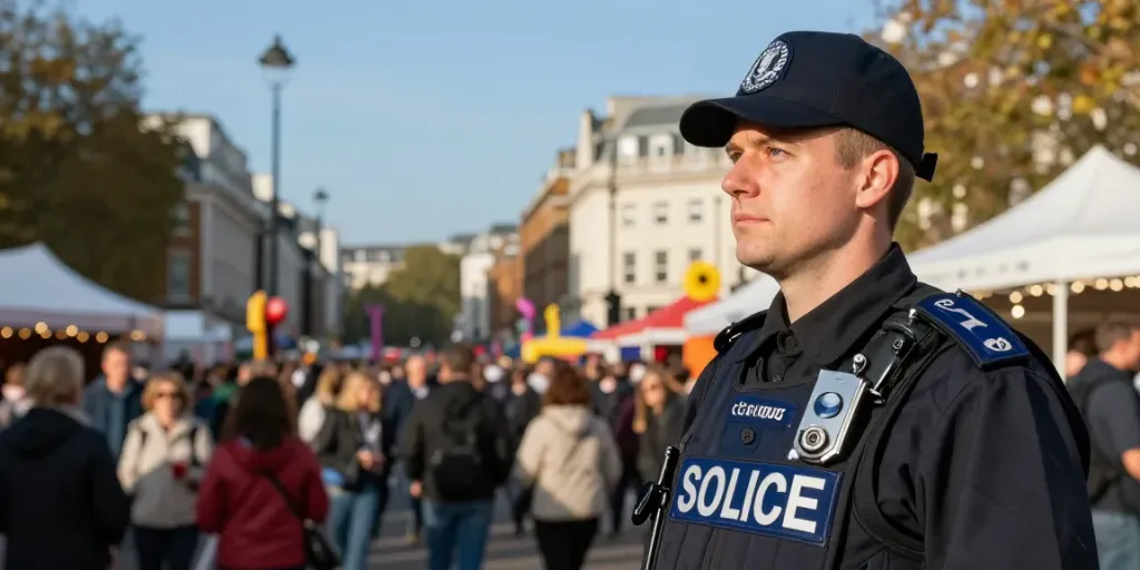 Security company guard providing trusted services at a local event