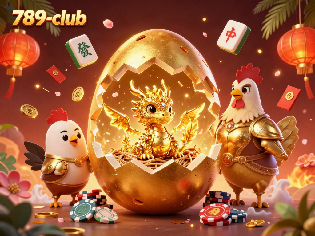 Engage in thrilling gameplay at 789-club with a golden dragon and poker chips in a 3D casino illustration.