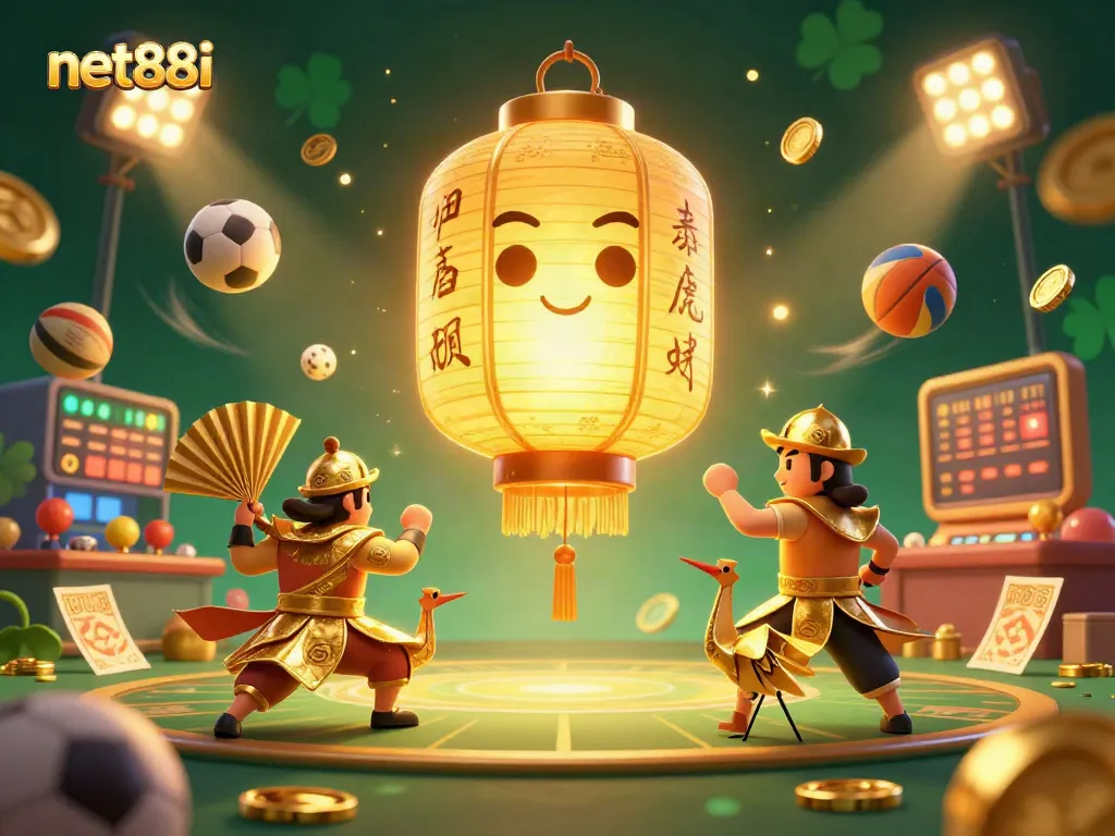Experience the excitement at net88i with dynamic 3D characters and sports elements highlighted.