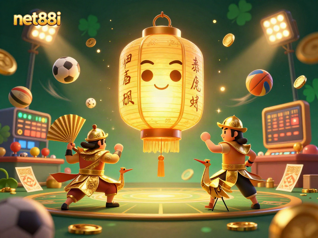 Experience the excitement at net88i with dynamic 3D characters and sports elements highlighted.