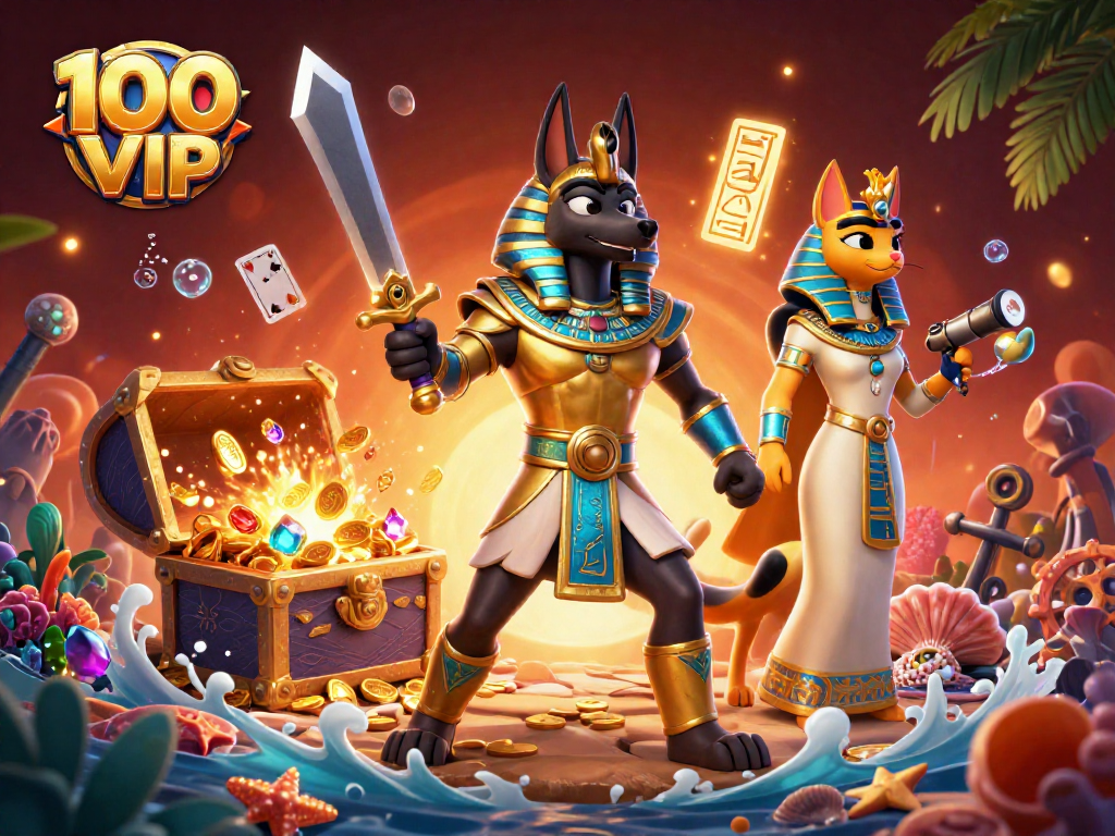 Win big at 100 VIP with vibrant casino action and dynamic characters in an engaging scene.