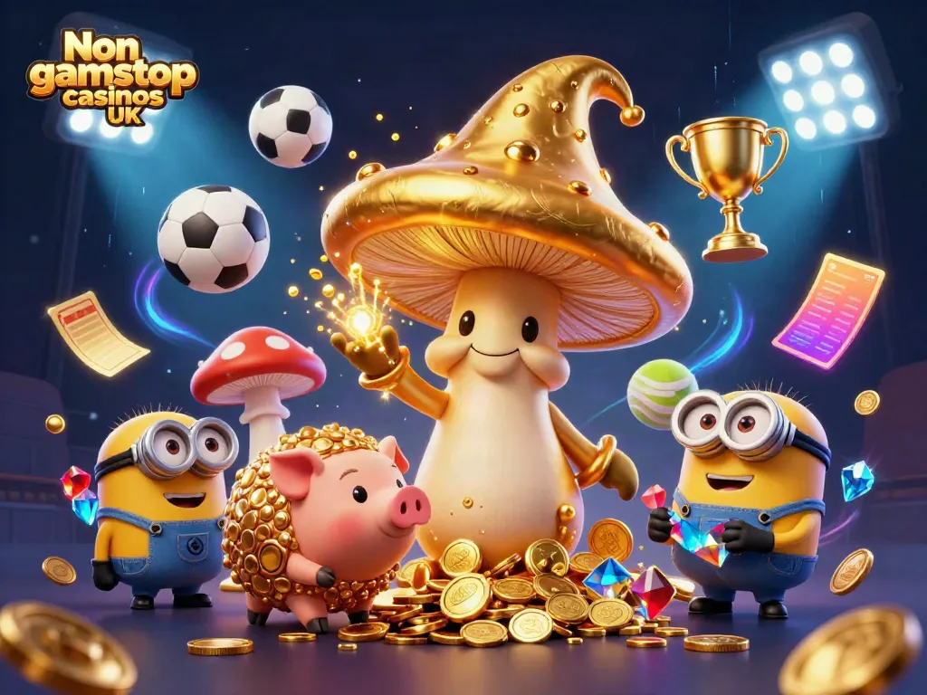 Experience magical riches at Non gamstop casinos UK with a wizard, truffle pig, and mini mushroom minions.