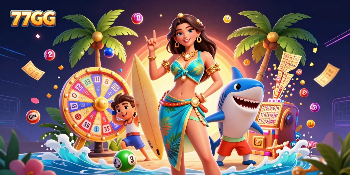 Engage in thrilling gameplay with 77GG's vibrant casino universe featuring colorful lottery elements.