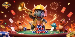 Bet at hitclub-79 and celebrate victories in a vibrant casino scene filled with poker excitement.